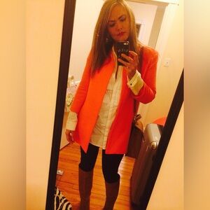 Parisian/French Coat, Gorgeous 100% Cotton, Coral Coat from Paris, Size Small